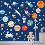 Space Wall Decals and Stickers - Planets, Astronaut, Rocket, Spacecraft, Alien, Galaxy, Solar System - Outer Space Room Decor for Kids, Boys, Girls, Toddler Nursery Bedroom