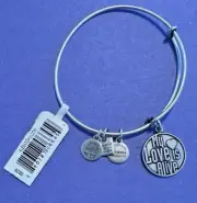 Alex and Ani My love is Alive Bangle Bracelet Silver Tone New Adjustable Charms