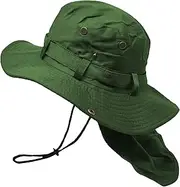 [Glory Max] Bucket Boonie Hat with Neck Flap Cover Sun Safari Wide Brim Fishing Garden Hiking Cap