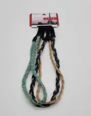ELLE HEADWRAPS 3 PIECES FABRIC ROPE GOLD, AQUA & NAVY