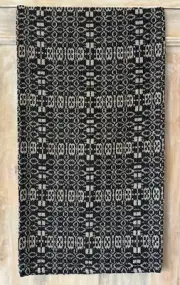 New Primitive WENTWORTH TAN BLACK COVERLET TABLE RUNNER Woven Table Topper 32"