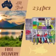 234pcs Fishing Lures Soft Plastics Bulk Bait Tackle Box Kit Worms Jigs Hooks