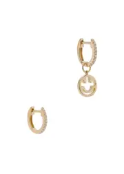 Roxanne First Smiley Face 9kt Gold Hoop Earrings - One Size One Size