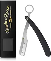 Professional Barber Straight Edge Razor, Men's Straight Shaving Razors for Barbershop Salons Close Shaving Beard Mustache Shaving Grooming (Silver-Ring)
