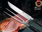 NEW Japanese Steel Chef's Carving Knife 8" & Fork 6" Kit Turkey Slicer Cutlery