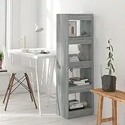 Modern Grey Sonoma Storage Cabinet 40x30x135 cm, Versatile Room Divider Bookshelf for Organized Display, Shelving, and Magazine Storage in Any Home Room, Sturdy Bookcase