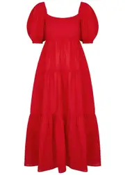 Kitri Gianna red Linen-blend Maxi Dress - 12 12