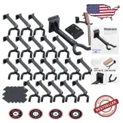 20 Pcs Heavy-Duty Guitar Wall Mount Hangers - 180° Adjustable Hooks in Black