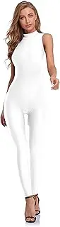 [speerise] Spandex Bodysuit for Women Zip Sleeveless Unitard Bodycon Jumpsuits Leotard for Costume