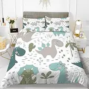 BJCJGGL Super King Quilt Cover White Dinosaur Bedding for Kids Aldult Duvet Cover with Zipper Closure + 2 Pillowcases 50x75 cm - Breathable Hypoallergenic Microfiber Quilt Cover - 275x240 cm