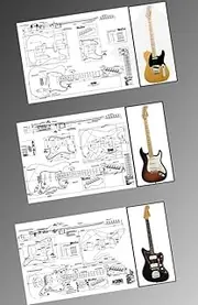 ALS Plans - 'California Dreaming' Plan Combo 3 x Guitar Plans - Telecaster, Stratocaster & Jazzmaster - Full Scale Prints