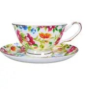 Tea cup and Saucer Set Royal Garden Style Tea Coffee Cup Bone China Teacup Sauce