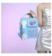 GGP Blue Sweet Girl Creative Crossbody Bag With Telephone Design, Pu Material, Lightweight And Unique