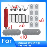 29 PCS for Roborock QV 35A / QR 598 / QR 798 Vacuum Cleaner Parts Roller Side Brush HEPA Filter Mop