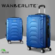 Wanderlite Suitcase Luggage Set 2pc Blue TSA Hard Case Lightweight Scale