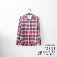 在飛比找蝦皮購物優惠-無印良品 muji 二手 紅色格紋 法蘭絨 長袖襯衫 格紋襯