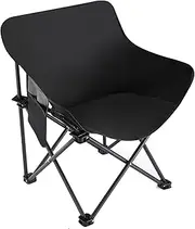 Oversized Folding Chair High Back Camp Chair Beach Chair Heavy Duty Portable Camping and Lounge Travel Outdoor Seat with Side Storage Bag,Heavy Duty Supports 300 Lbs(Black)