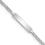 Solid 14K White Gold Semi-Solid Anchor Link ID Bracelet