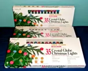 Lot (3) Home Accents 35 Multi-Color Crystal Globe Christmas String Lights NIB