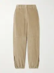 [Brunello Cucinelli] Brunello Cucinelli - Zip-embellished Cotton-corduroy Tapered Cargo Pants - Light brown - IT42 IT 42 Brown