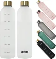 ZAKVOP 32oz Water Bottle with Times to Drink, Lightweight Motivational Water Bottle with Time Marker, BPA Free Reusable Water Bottle with Hydrating Reminder for Gym Fitness Workout Travel