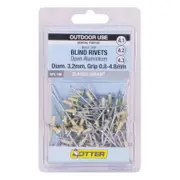 Otter Classic Cream® 3.2 x 0.8-4.8mm Multi-Grip Open Aluminium Rivets - 100 Pack