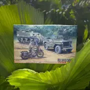 Diorama 1:76 Military Jeep Motorcycle M30 CARGO CARRIER Fujimi Model War Gaming