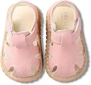 [Generic] Squeaky Baby Sandals – Toddler Summer Shoes, Soft Rubber Sole, Non-Slip Closed-Toe Walking Sandals, Boys Girls First Walking Shoes, Pink, 5.5 UK Child