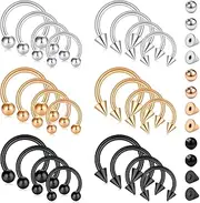 [D.Bella] 16G 14G Horseshoe Rings Surgical Steel Nose Septum Horseshoe Hoop Earring Eyebrow Tragus Lip Rings Daith Helix Piercing Jewelry for Women Men 6-12mm Smily Piercing Jewelry