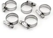 Uxcell a14060500ux0816 5Pcs 16mm-25mm Metal Adjustable Band Hose Clamp Cable Tight Click, 5 Pack