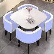 Small Dining Table Set for 4, Square Reception Conference Table and 4 Chairs, Coffee Kitchen Table with Sturdy Metal Frame(13)