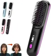 Numoya Portable Straightener Brush, Numoya Go Brush Pro, Numoya Styling Brush, Numoya Straightener Rechargeable Cordless Mini Hair Straightener Comb (Black)