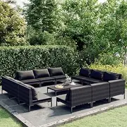Patio Furniture Sets 13 Piece Garden Lounge Set with Cushions Poly Rattan Dark Grey