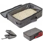 Portable Litter Box with Lid, Leak-Proof Collapsible Cat Litter Box Great for Travel Hotel Stays and Road Trip 17.7 * 13.7 * 4.3 Inch
