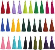 4 Silk Tassels Fringe Trim Pendant Earrings Craft Keychain Charms 3 Inch
