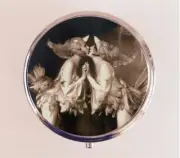 Lesbian Flapper Pill Box Case Pillbox Holder Trinket Travel Art Deco Follies