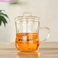 在飛比找樂天市場購物網優惠-heisou玻璃茶杯耐熱過濾花草泡茶透明帶蓋水杯380ML