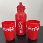 Vintage Coca Cola Plastic Bottle & Cups Set of 3 Items