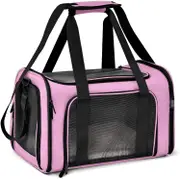 GGP L Pink Portable Foldable Pet Carrier Bag Large Capacity Travel Carrier For 2 Small Pets, Comfortable And Stylish Cat Backpack, Foldable & Easy To Carry