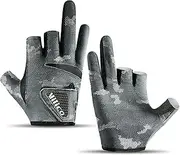 SUJAYU Fishing Gloves Men & Women, Anti-Slip & Breathable Laxuery Palm Kayak Gloves, 3-Cut Fingers UV Gloves Ice Fishing Gloves Fly Fishing Accessories