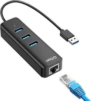 Orlian USB to Ethernet Adapter, USB 3.0 Hub with RJ45 1Gbps Ethernet Port Slim Multiple Ports 4-in-1 USB Splitter for MacBook Air 2017 iMac Acer HP Surface Dell Lenovo [Charging NOT Supported]