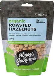 Honest to Goodness Organic Roasted Hazelnuts, 200g: A symphony of flavors and an irresistible crunch. Savor the Nutty Delight, a culinary essential.