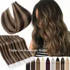 Thick Highlight Tape In 100% Real Remy Human Hair Extensions Full Head Skin Weft