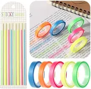 5 Rolls Highlighter Tape, 1 board Lined Transparent Sticky Strips, Transparent Highlighter Strips Colored Marking Sticker Removable Highlighters for Students Teachers Taking Notes,16 ft Per Roll