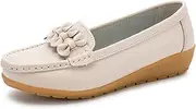[CLSQLXYJZC] Women Moccasins Driving, Women's Slip on Breathable Non-Slip Lightweight Leather Flat Nursing Shoes, Work Wide Fit Comfy Air Cushion Loafers, for Hospital, Nurse, Doctors Working