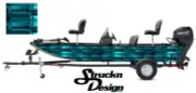 Aqua Blue Faux Glass Tiles Rectangles Bass Boat Black Decal Wrap USA Vinyl