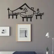 Black SWEET HOME Hooks Wall Mounted Key Holder Creative Coat Rack Entryway