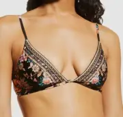 $199 Camilla Women's Black Floral Triangle Bikini Top Swimwear Size M/8