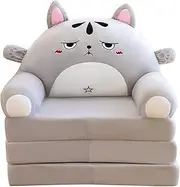 Plush Foldable Kids Sofa Cover Backrest Armchair 2 in 1 Foldable Children Sofa Cute Cartoon Lazy Sofa Children Flip Open Sofa Bed for Living Room Bedroom without Liner Filler (Y1-AC, One Size)