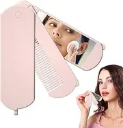 Folding Hair Comb - Foldable Travel Comb With Mirror - Portable Detangling Hairbrush With Mirror for Gym, Purse, Trip, Swimming